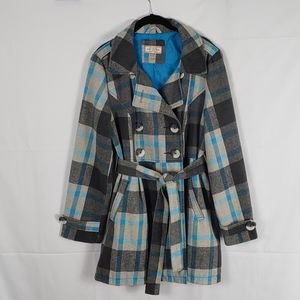 Arizona Pea Coat Bright Blue Plaid XL